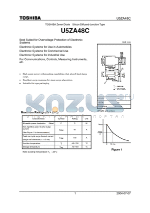 U5ZA48C datasheet - TOSHIBA Zener Diode Silicon Diffused-Junction Type