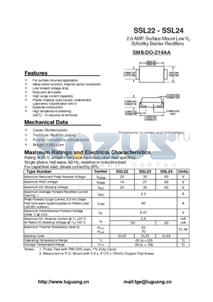 SSL22 datasheet - 2.0 AMP. Surface Mount Low VF