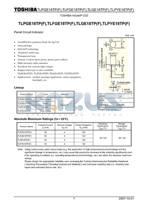 TLPGE18TPF datasheet - Panel Circuit Indicator