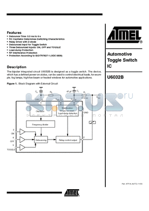 U6032B-FP datasheet - AUTOMOTIVE TOGGLE SWITCH IC