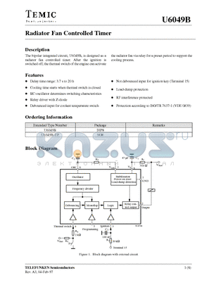 U6049B-FP datasheet - Radiator Fan Controlled Timer