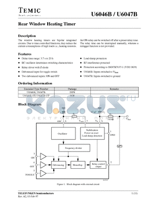 U6047B datasheet - Rear Window Heating Timer