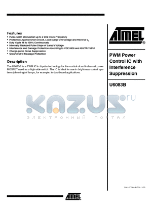 U6083B datasheet - PWM Power Control IC with Interference Suppression