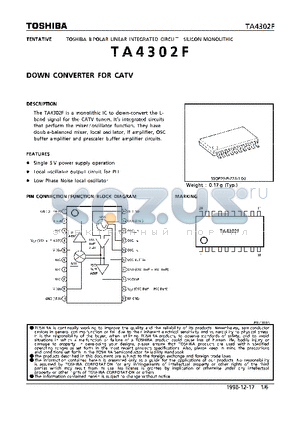 TA4302F datasheet - DOWN CONVERTER FOR CATV