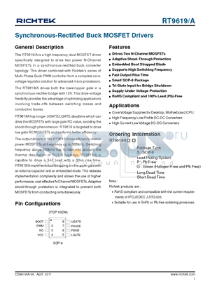 RT9619_11 datasheet - Synchronous-Rectified Buck MOSFET Drivers