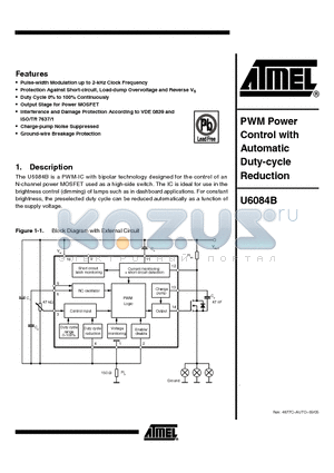 U6084B-MFPG3Y datasheet - PWM Power Control with Automatic Duty-cycle Reduction