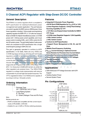 RT9643_11 datasheet - 5 Channel ACPI Regulator with Step-Down DC/DC Controller