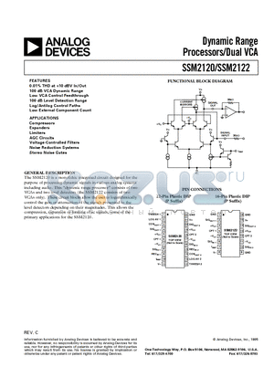SSM-2122 datasheet - Dynamic Range Processors/Dual VCA