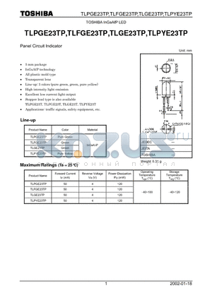 TLPYE23TP datasheet - TOSHIBA InGaALP LED