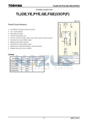 TLPYE33CPF datasheet - Panel Circuit Indicators