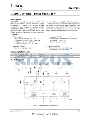 U6229B datasheet - DC/DC Converter - Power Supply 28 V