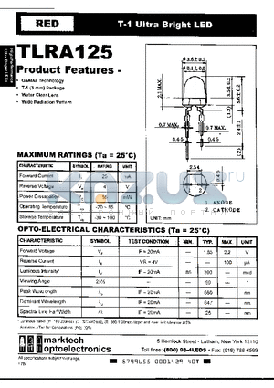 TLRA125 datasheet - T-1 ULTRA BRIGHT LED