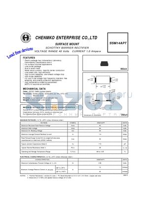 SSM14APT datasheet - SCHOTTKY BARRIER RECTIFIER