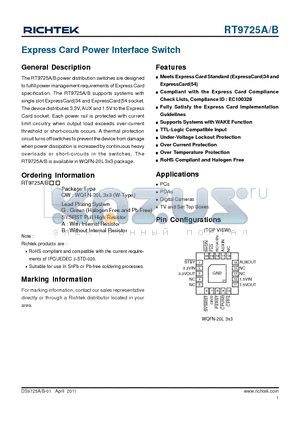 RT9725A datasheet - Express Card Power Interface Switch