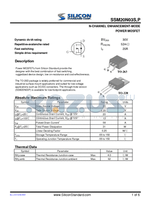 SSM20N03P datasheet - N-CHANNEL ENHANCEMENT-MODE POWER MOSFET