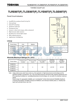 TLRE60T datasheet - Panel Circuit Indicators