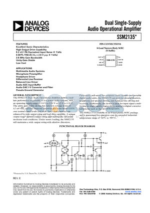 SSM2135_03 datasheet - Dual Single-Supply Audio Operational Amplifier