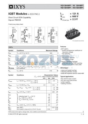 VDI130-06P1 datasheet - IGBT Modules