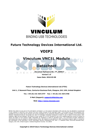 VDIP2_10 datasheet - Vinculum VNC1L Module