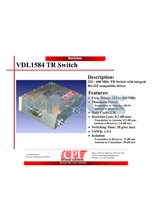 VDL1584 datasheet - TR Switch
