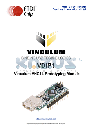 VDIP1 datasheet - Vinculum VNC1L Prototyping Module