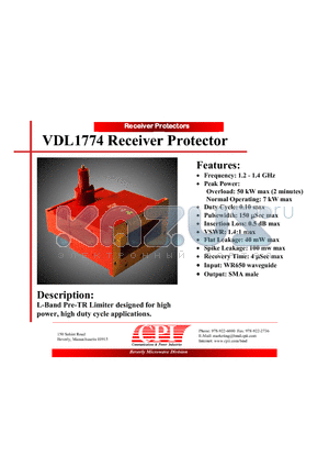VDL1774 datasheet - Receiver Protector