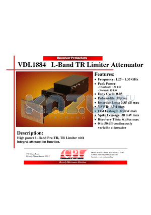 VDL1884 datasheet - L-Band TR Limiter Attenuator