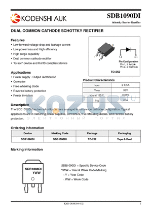 SDB1090DI datasheet - DUAL COMMON CATHODE SCHOTTKY RECTIFIER