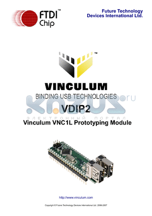 VDIP2 datasheet - Vinculum VNC1L Prototyping Module