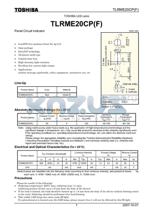 TLRME20CP datasheet - Panel Circuit Indicator