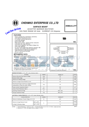 SSM22LLPT datasheet - SCHOTTKY BARRIER RECTIFIER VOLTAGE RANGE 20 Volts CURRENT 2.0 Amperes