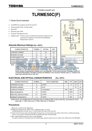 TLRME50CF datasheet - Panel Circuit Indicator