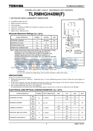 TLRMHGH48M datasheet - BI-COLOR HIGH LUMINOSITY INDICATOR