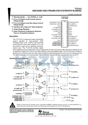 TLS1215 datasheet - WIDE-BAND VIDEO PREAMPLIFIER SYSTEM WITH BLANKING
