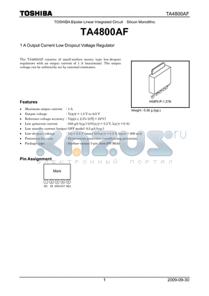 TA4800AF_09 datasheet - 1 A Output Current Low Dropout Voltage Regulator