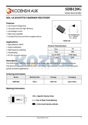 SDB120G datasheet - 20V, 1A SCHOTTKY BARRIER RECTIFIER