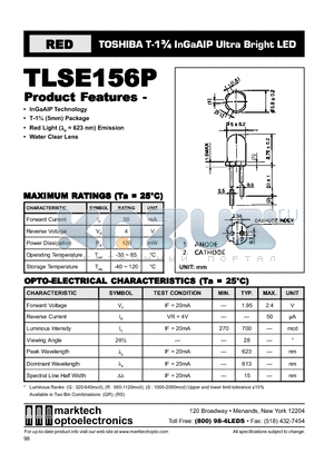 TLSE156P datasheet - TOSHIBA T-1 3/4 InGaAIP Ultra Bright LED
