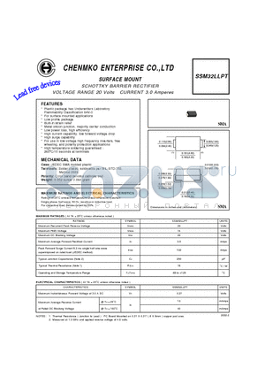 SSM32LLPT datasheet - SCHOTTKY BARRIER RECTIFIER