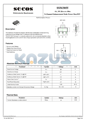 SSM3055 datasheet - N-Channel Enhancement Mode Power Mos.FET