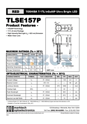 TLSE157P datasheet - TOSHIBA T-1 3/4 InGaAIP Ultra Bright LED
