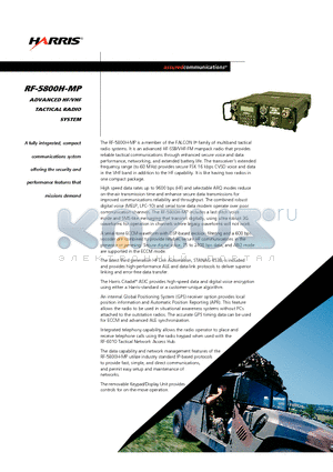 RF-5800H-MP datasheet - advanced hf/VHF tactical radio system