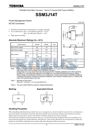 SSM3J14T_07 datasheet - Power Management Switch DC-DC Converters