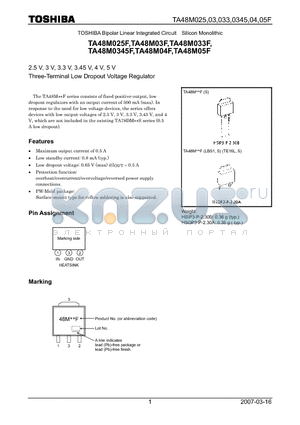 TA48M033F datasheet - Three-Terminal Low Dropout Voltage Regulator