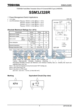 SSM3J328R datasheet - Power Management Switch Applications