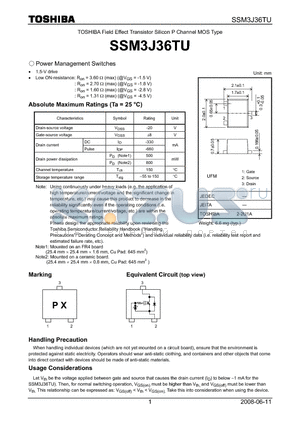 SSM3J36TU datasheet - Power Management Switches