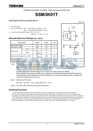 SSM3K01T_07 datasheet - High Speed Switching Applications