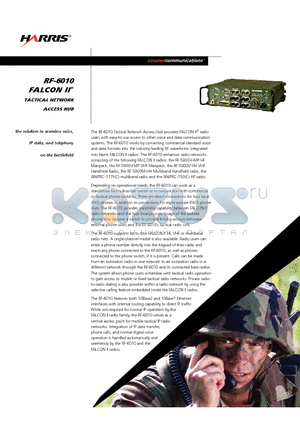 RF-6010 datasheet - FALCON II TACTICAL NETWORK ACCESS HUB