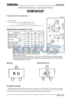 SSM3K02F_07 datasheet - High Speed Switching Applications