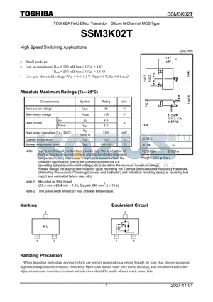 SSM3K02T datasheet - High Speed Switching Applications