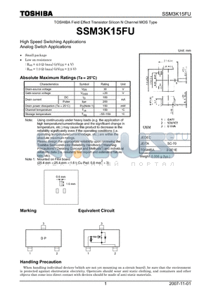 SSM3K15FU_07 datasheet - High Speed Switching Applications